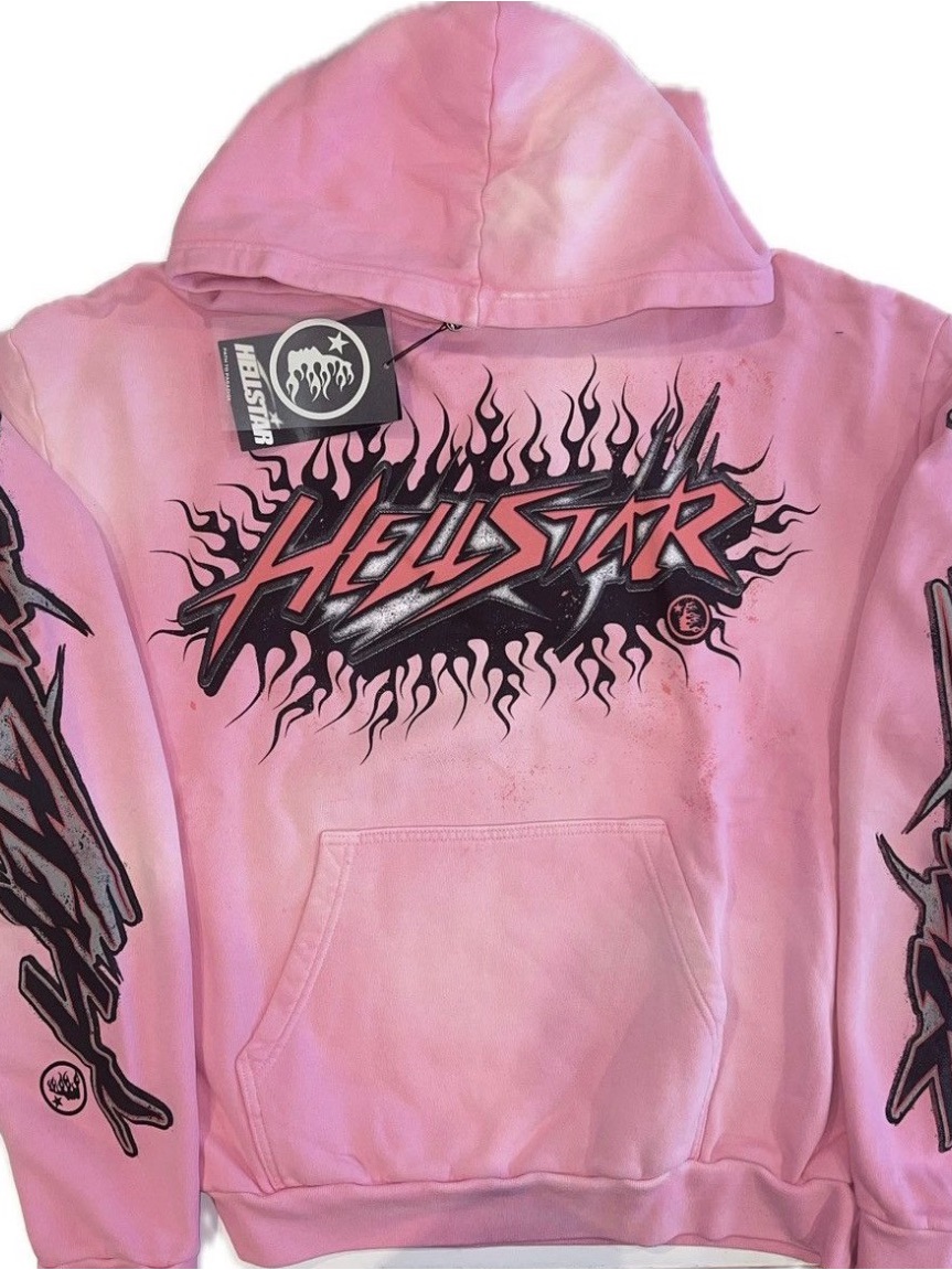 Hellstar Men's Pink Graphic Hoodie